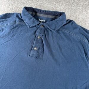 Kuhl Men's Wayfarer Short Sleeve Polo Shirt Wildfibre Organic Cotton Blue XL